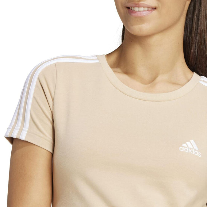 Women's Cropped Slim-Fit Low-Impact Fitness T-Shirt - Beige, photo 10 of 6