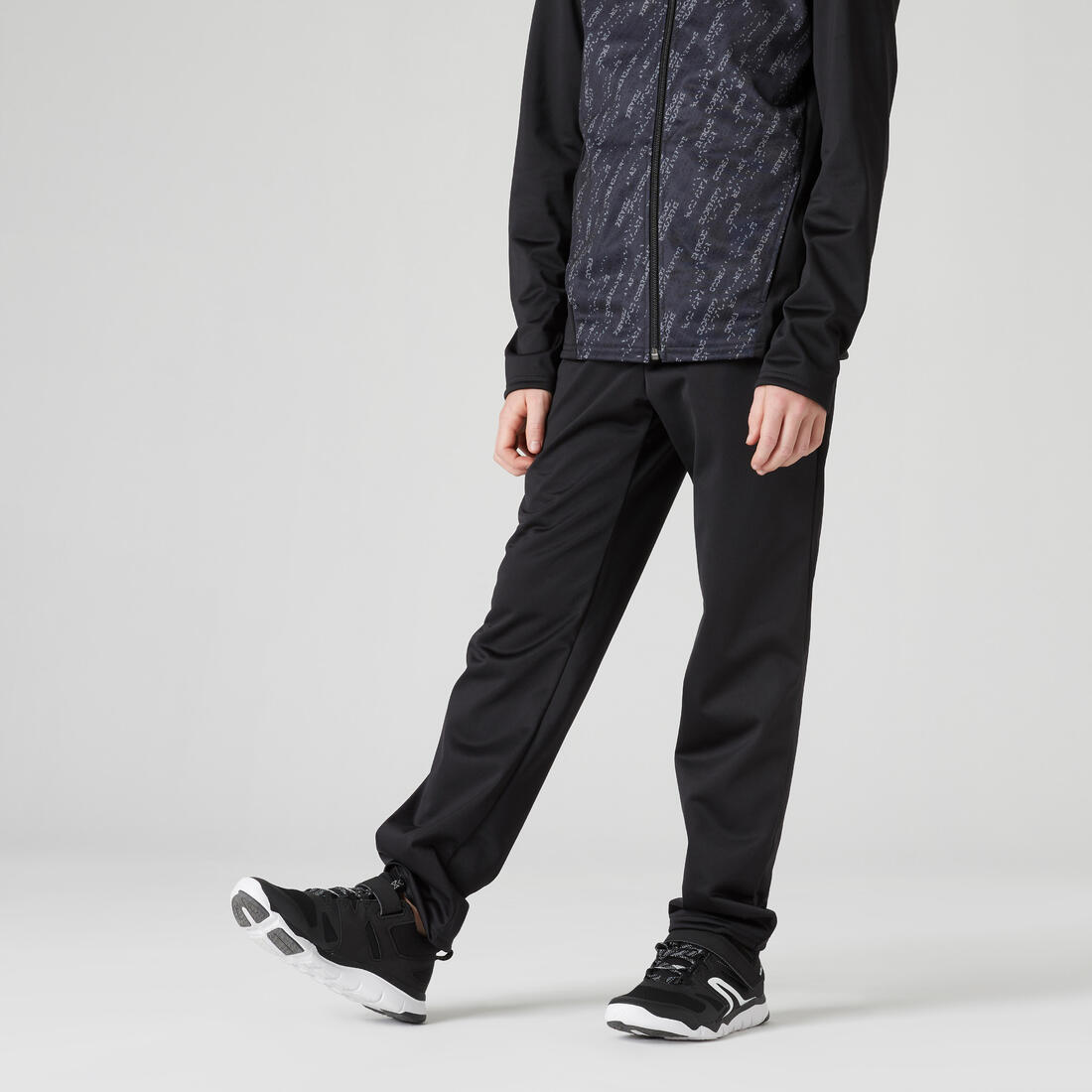 Kids' Breathable Synthetic Tracksuit Gym'y - Black & Print