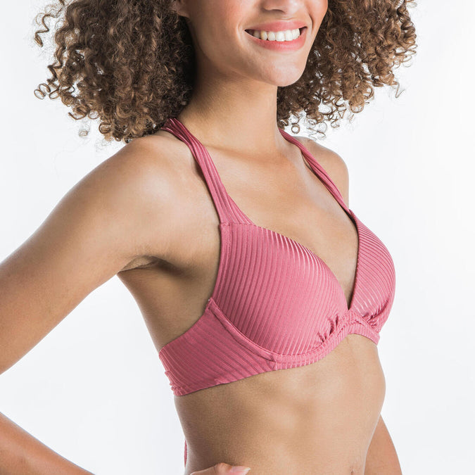 Women's Push-Up Swimsuit Top with Fixed Padded Cups ELENA - RIBBED PLAIN - Decathlon Cyprus, photo 13 of 9