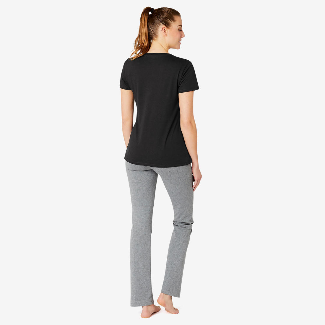 Women's Short-Sleeved Straight-Cut Crew Neck Cotton Fitness T-Shirt 500 - Decathlon Cyprus