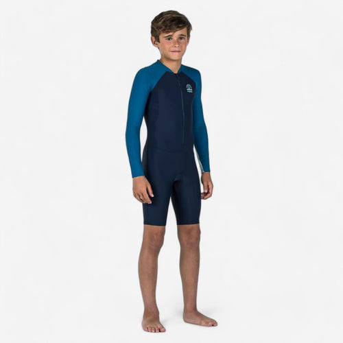 





Boys' Wetsuit - Shorty 100 Long-Sleeved - Two-tone Blue