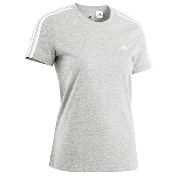 





Women's Short-Sleeved Fitted Crew Neck Cotton Fitness T-Shirt 3 Stripes - Grey, photo 6 of 6
