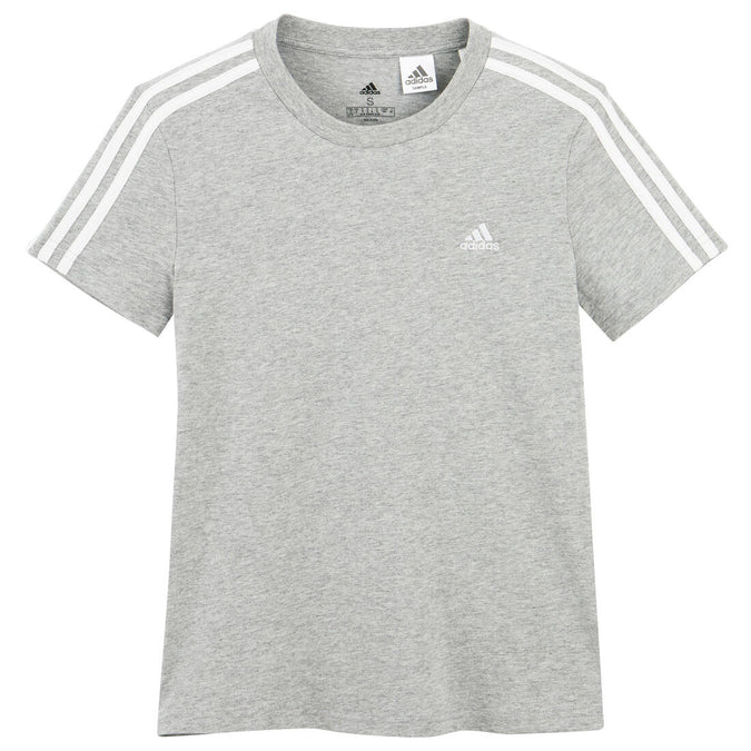 





Women's Short-Sleeved Fitted Crew Neck Cotton Fitness T-Shirt 3 Stripes - Grey, photo 5 of 6