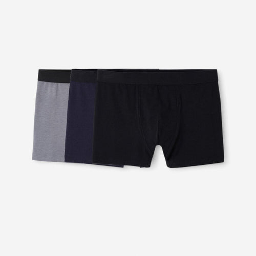 





Men's Cotton Boxers Tri-Pack - Black/Grey/Blue