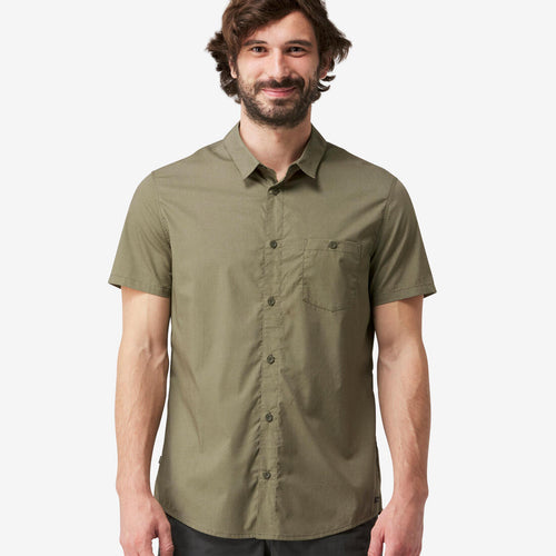 





MEN’S SHORT-SLEEVED TRAVEL TREKKING SHIRT TRAVEL 100 BROWN