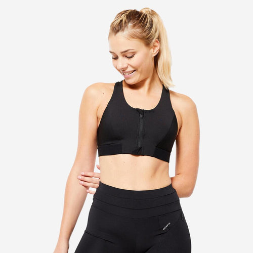 





Women's Medium Support Ribbed Zip-Up Sports Bra