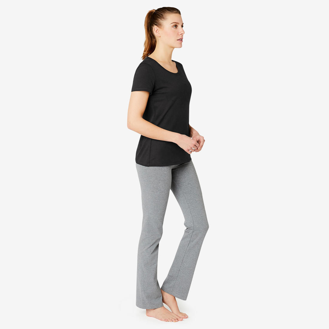 Women's Short-Sleeved Straight-Cut Crew Neck Cotton Fitness T-Shirt 500 - Decathlon Cyprus