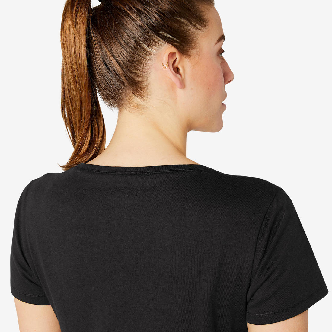 Women's Short-Sleeved Straight-Cut Crew Neck Cotton Fitness T-Shirt 500 - Decathlon Cyprus