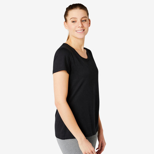 





Women's Short-Sleeved Straight-Cut Crew Neck Cotton Fitness T-Shirt 500 - Decathlon Cyprus