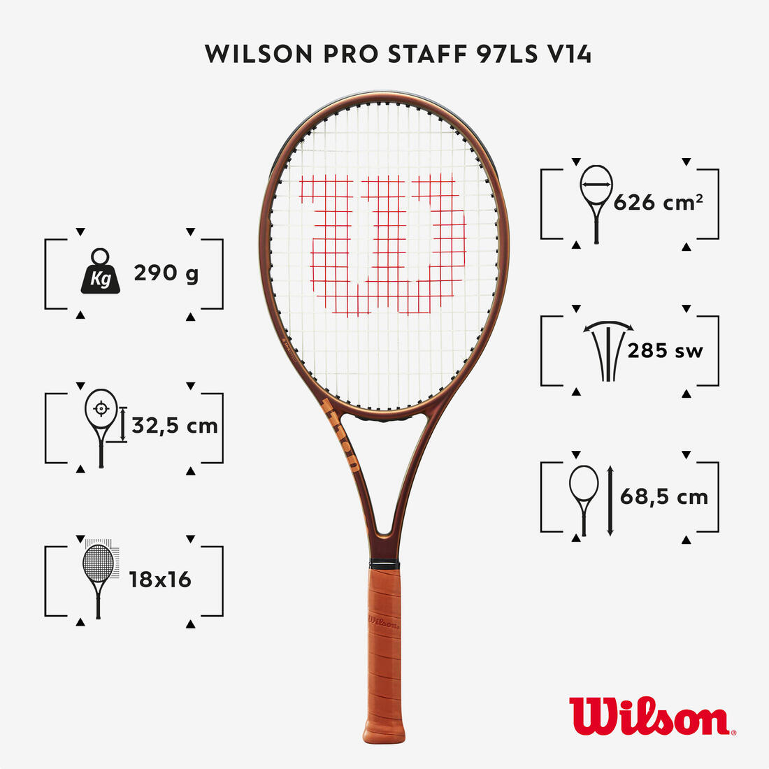 Adult Tennis Racket Pro Staff 97LS V14 290 g - Copper - Decathlon Cyprus